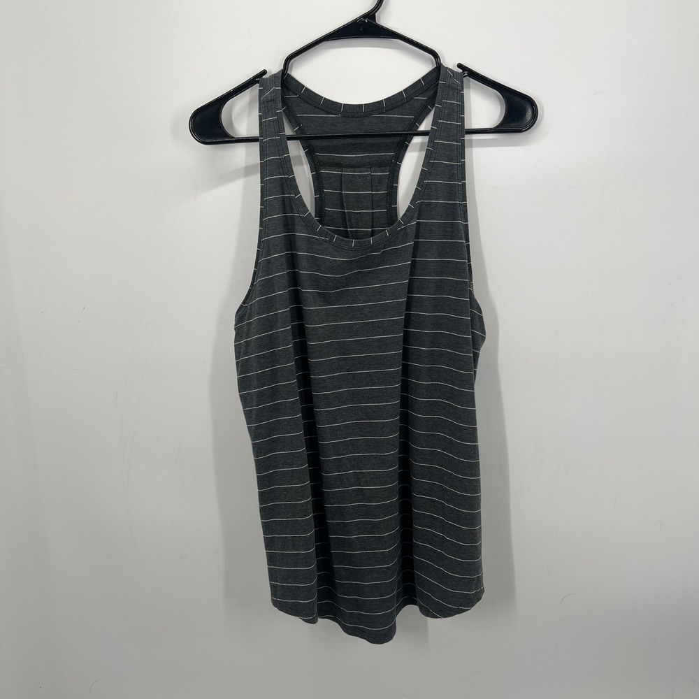 Lululemon Grey Striped Racerback Love Tank Top Pleated Back Athletic Yoga